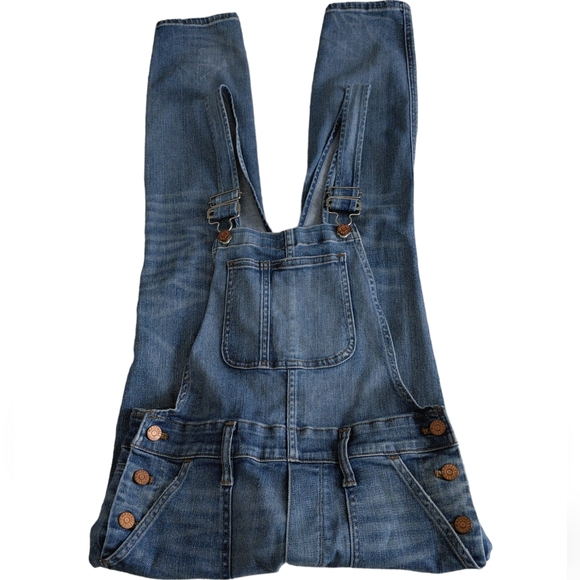 Madewell XS Skinny Overalls Adrian Wash Distressed Blue Jean Overalls - Picture 2 of 16